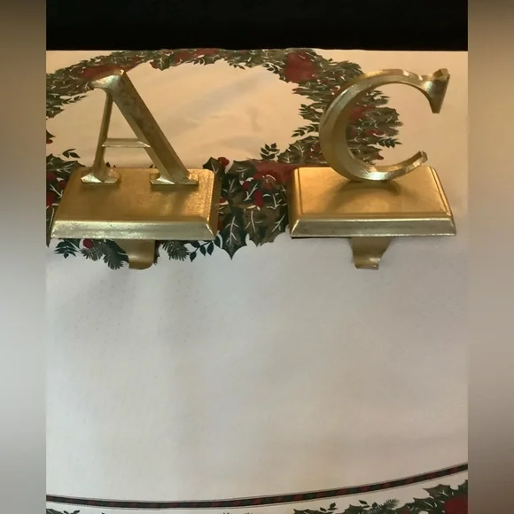 P.E.A.C.E Stocking Holders,heavy metal with felt on bottoms,very nice on mantle Holiday Decor